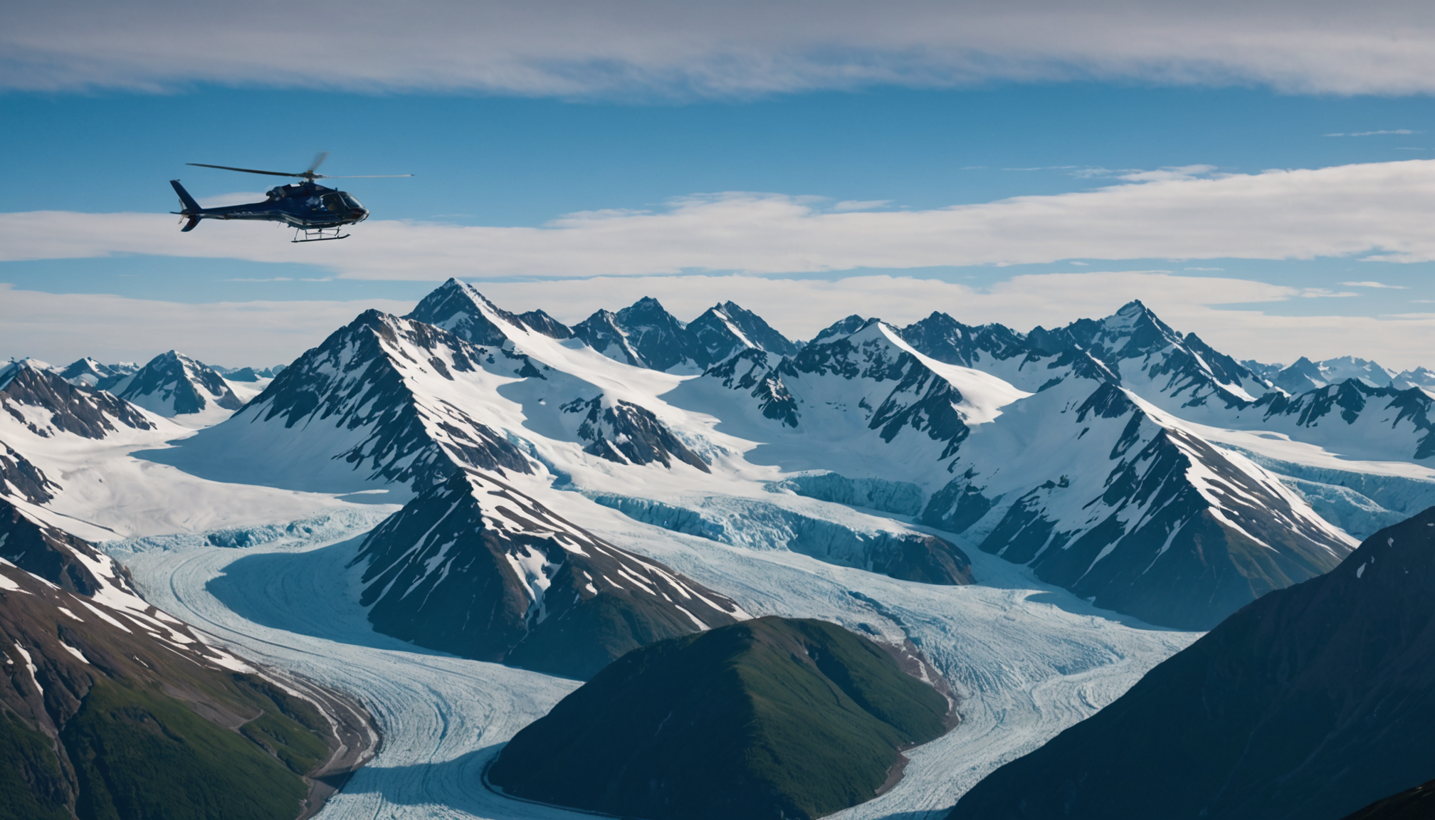 Helicopter over Chugach Mountains