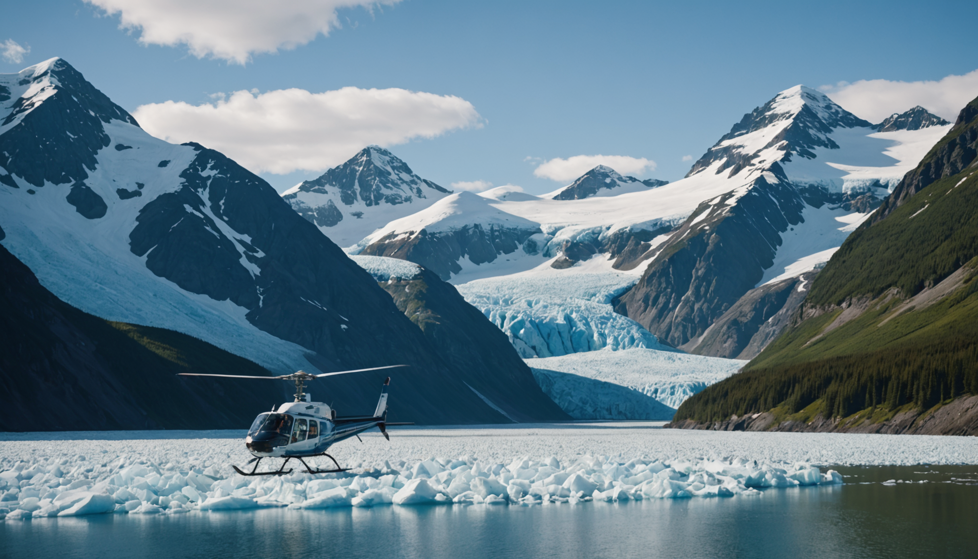 Small ship cruising in Prince William Sound