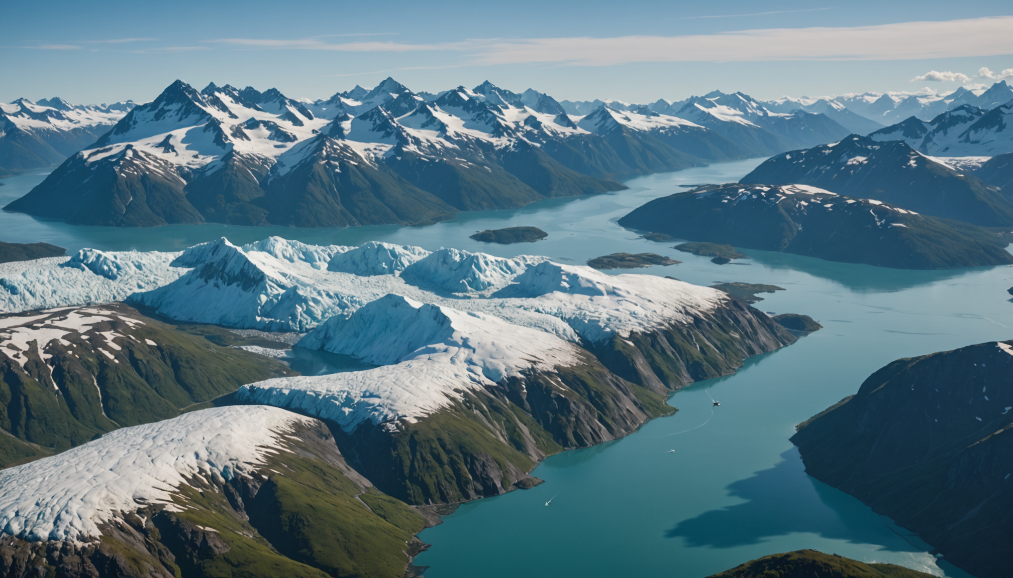 Scenic view of Sitka from a helicopter