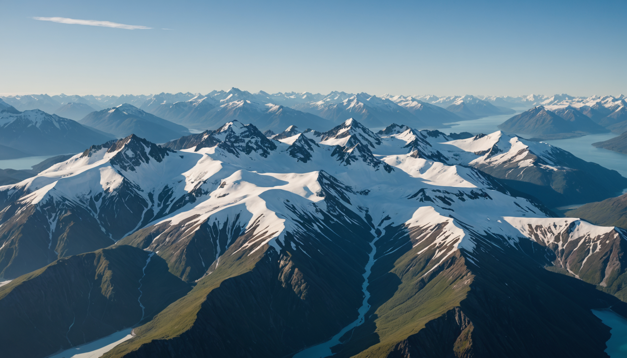 Aerial view of Chugach Mountains in Alaska