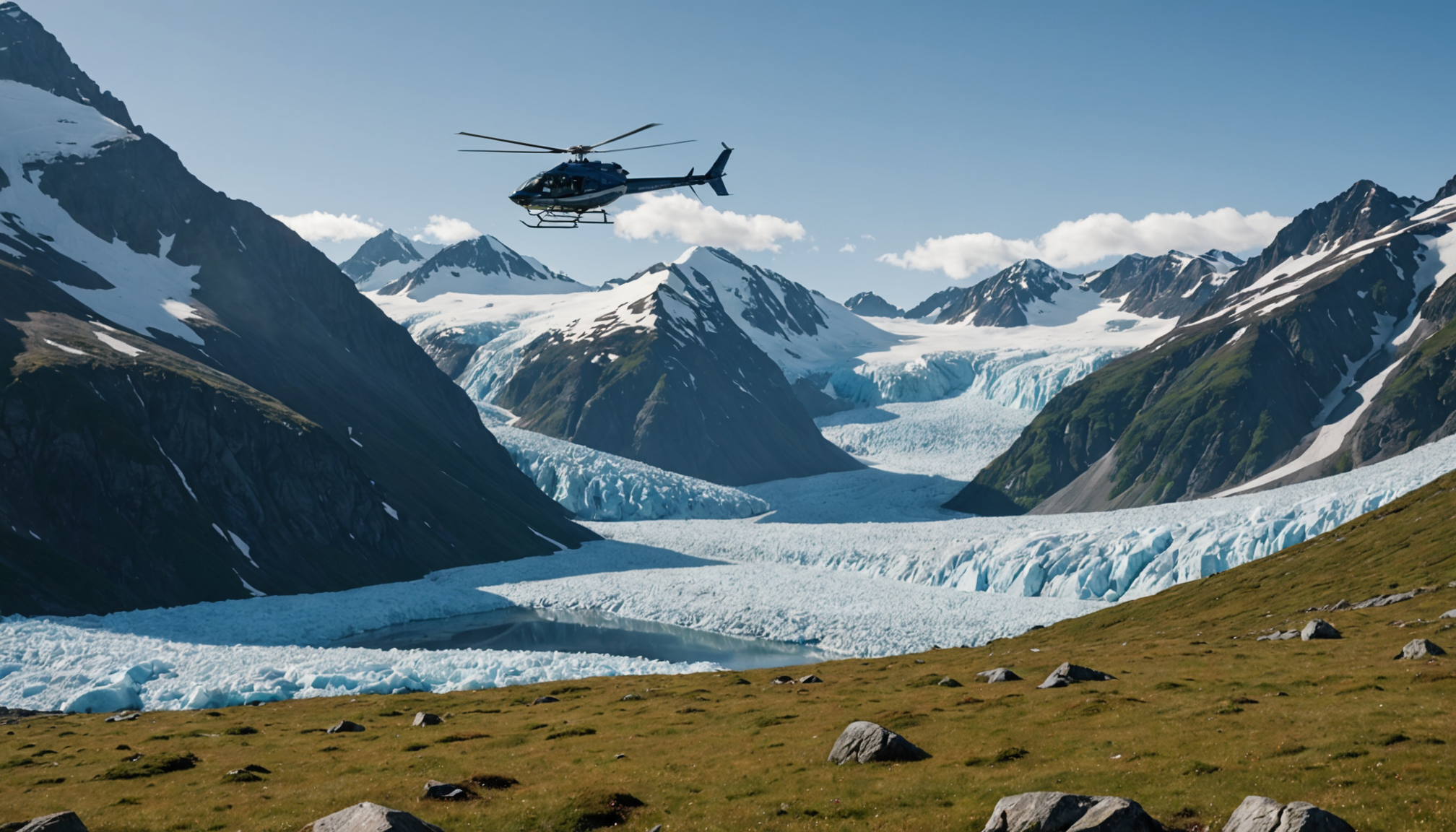 A helicopter providing a bird's eye view of the Inside Passage