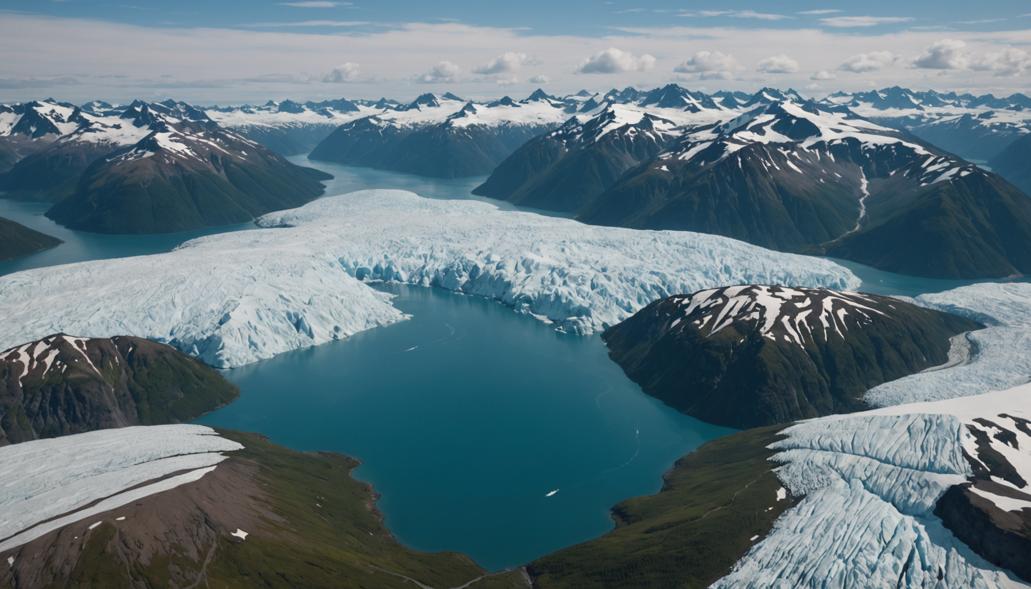 View of Prince William Sound from a helicopter