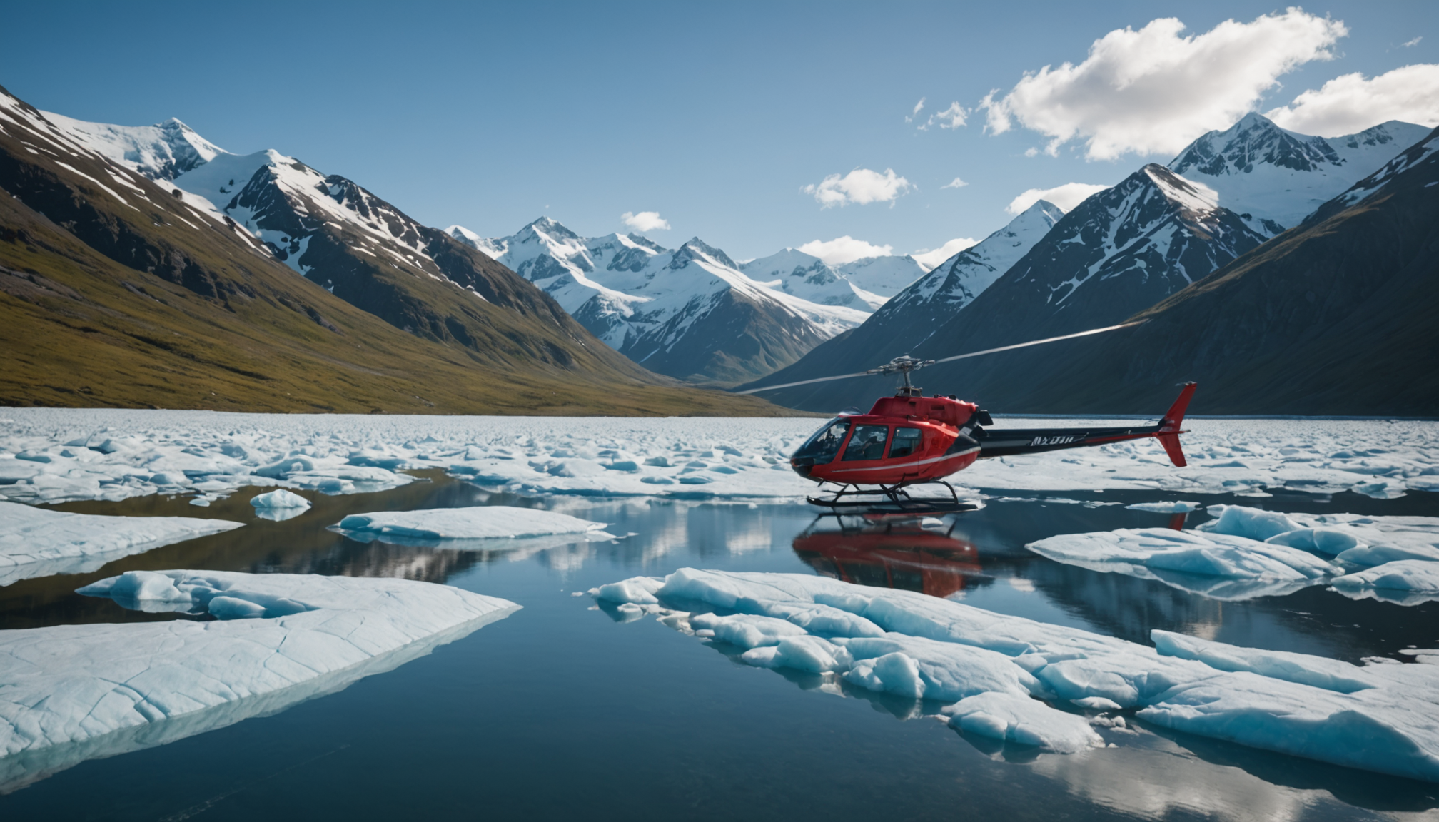 Helicopter landing at Hatcher Pass