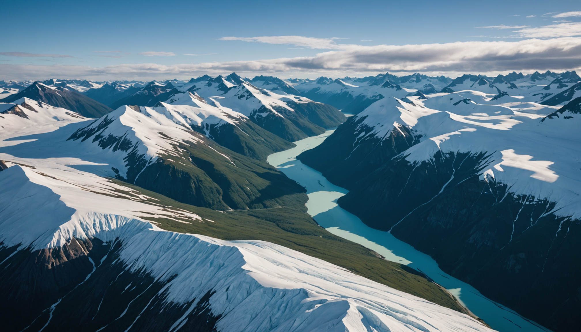 View from a helicopter of the Chugach Mountains