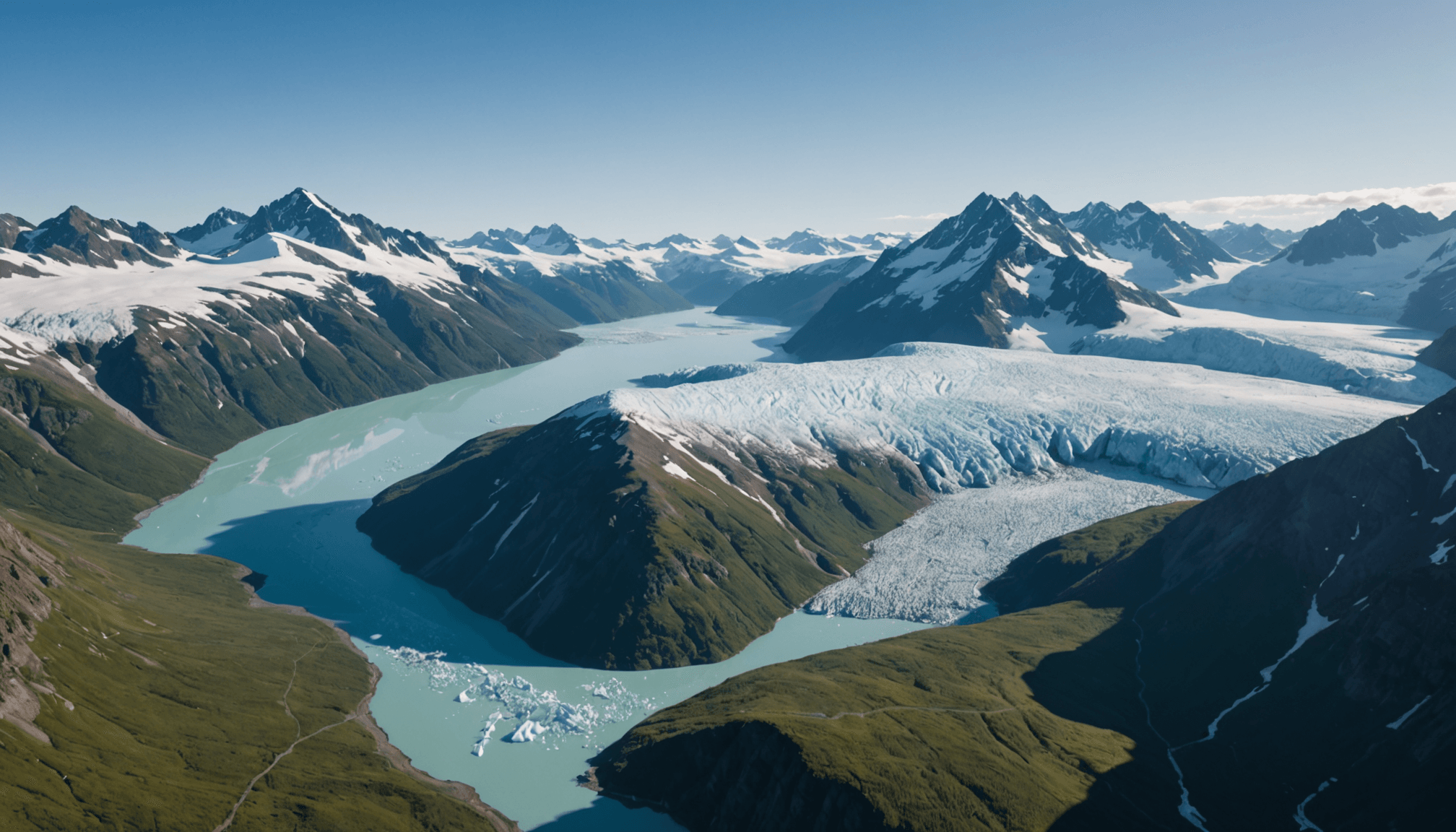 Helicopter view of Prince William Sound