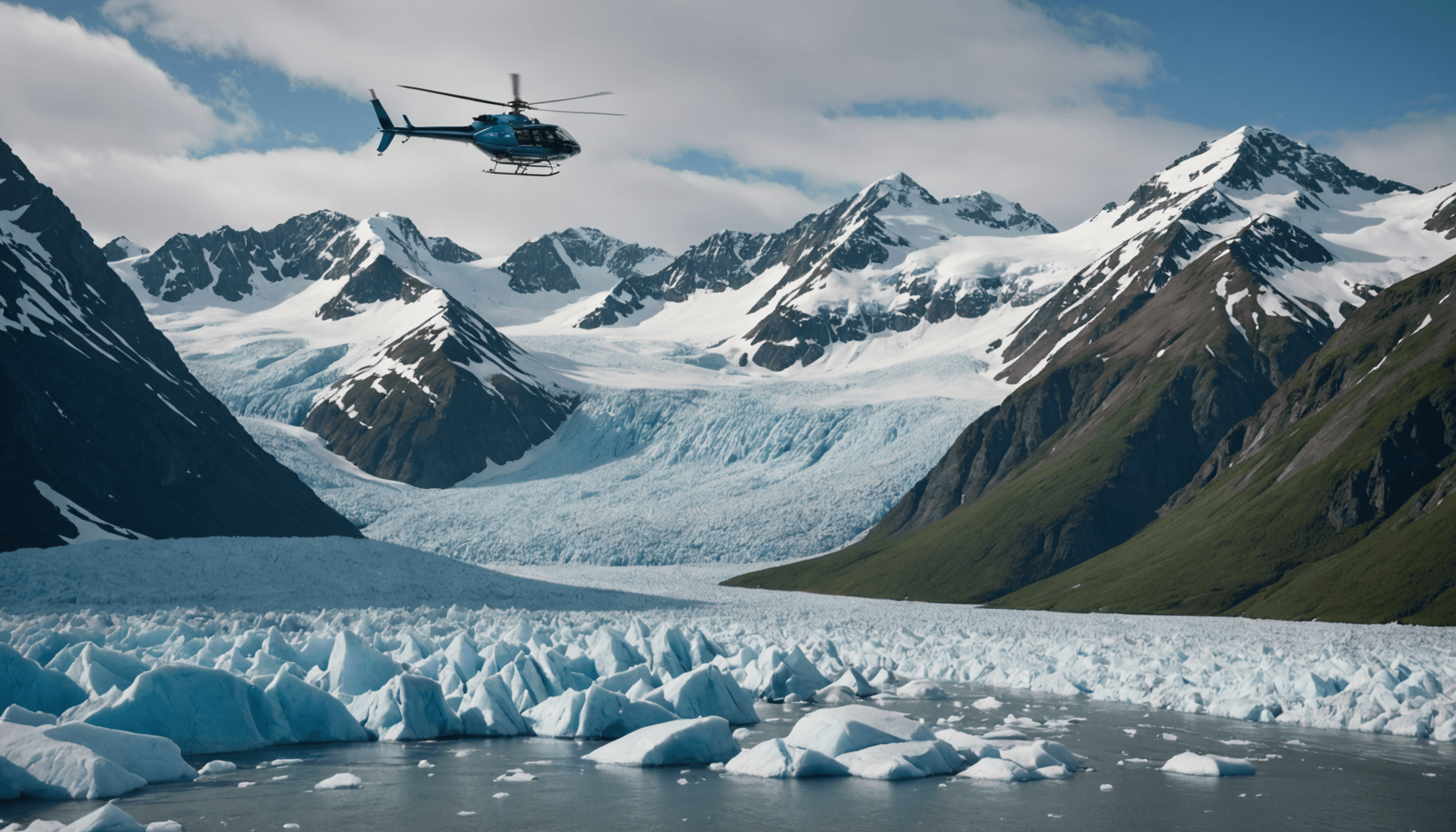 Helicopter Landing in the Chugach Mountains