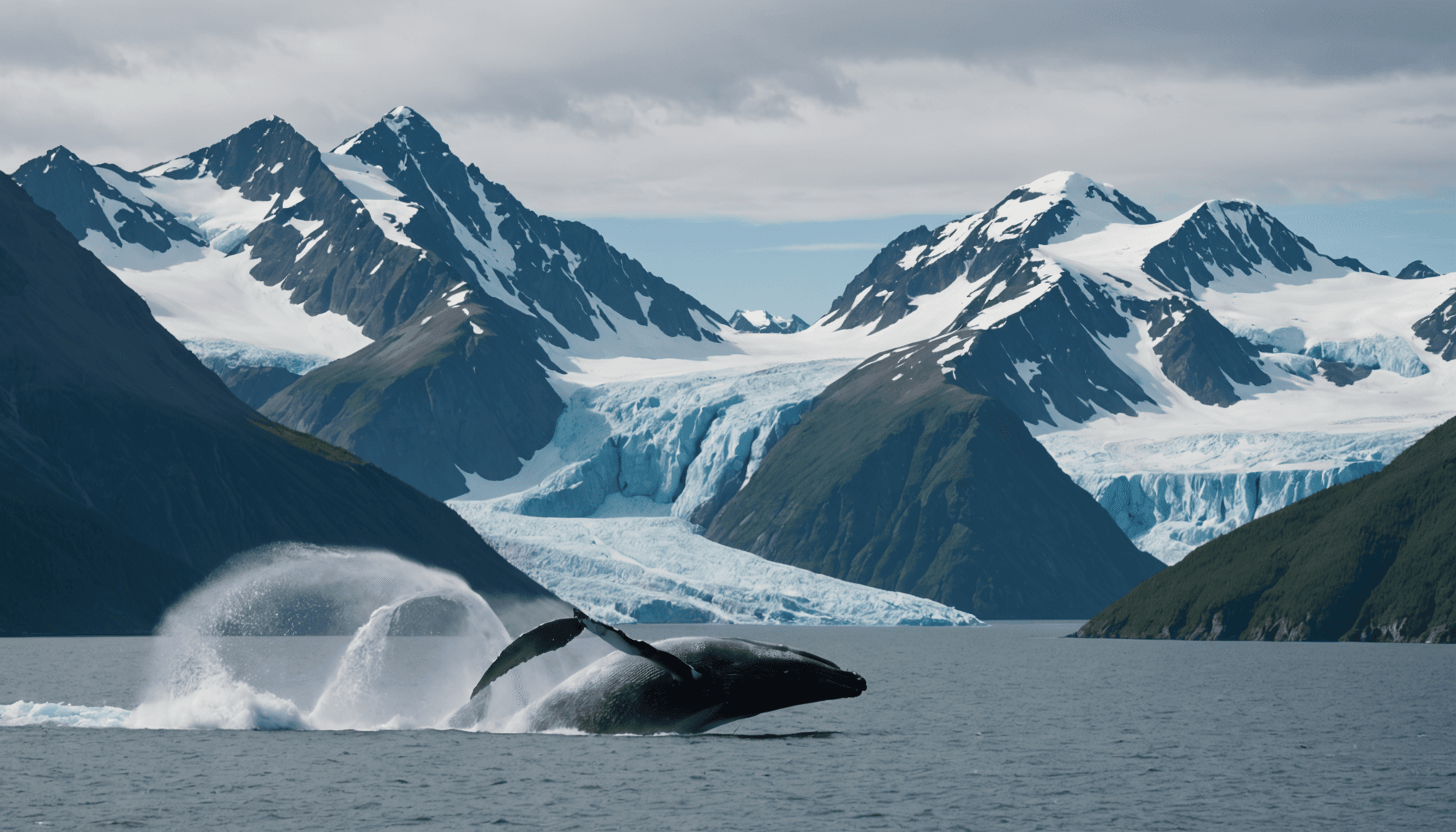 Humpback whale breaching in Prince William Sound