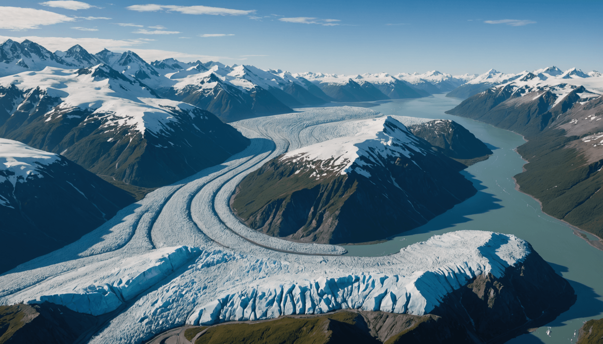 Aerial view of Knik Glacier from a helicopter
