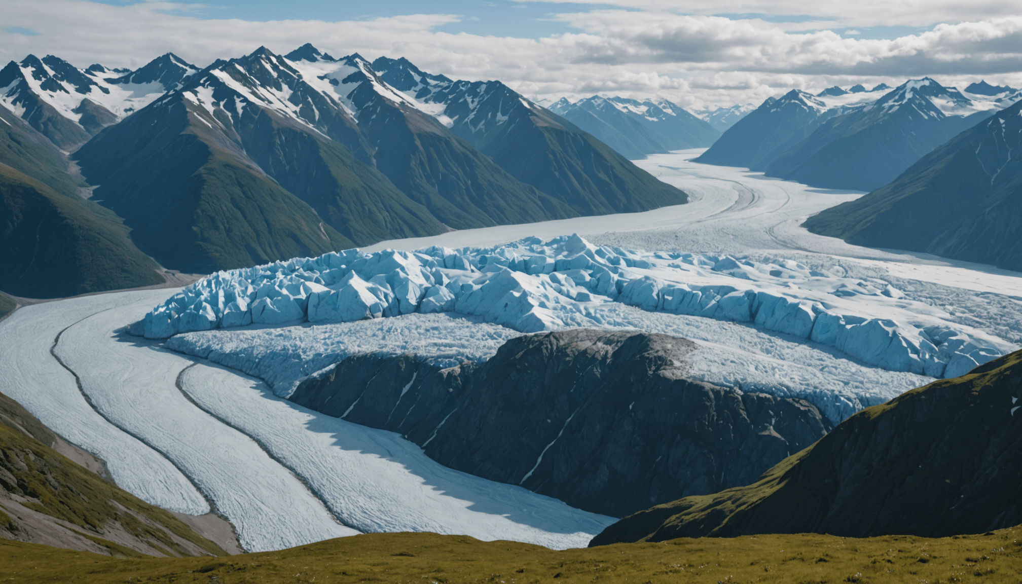 Scenic view of Knik Glacier from a helicopter