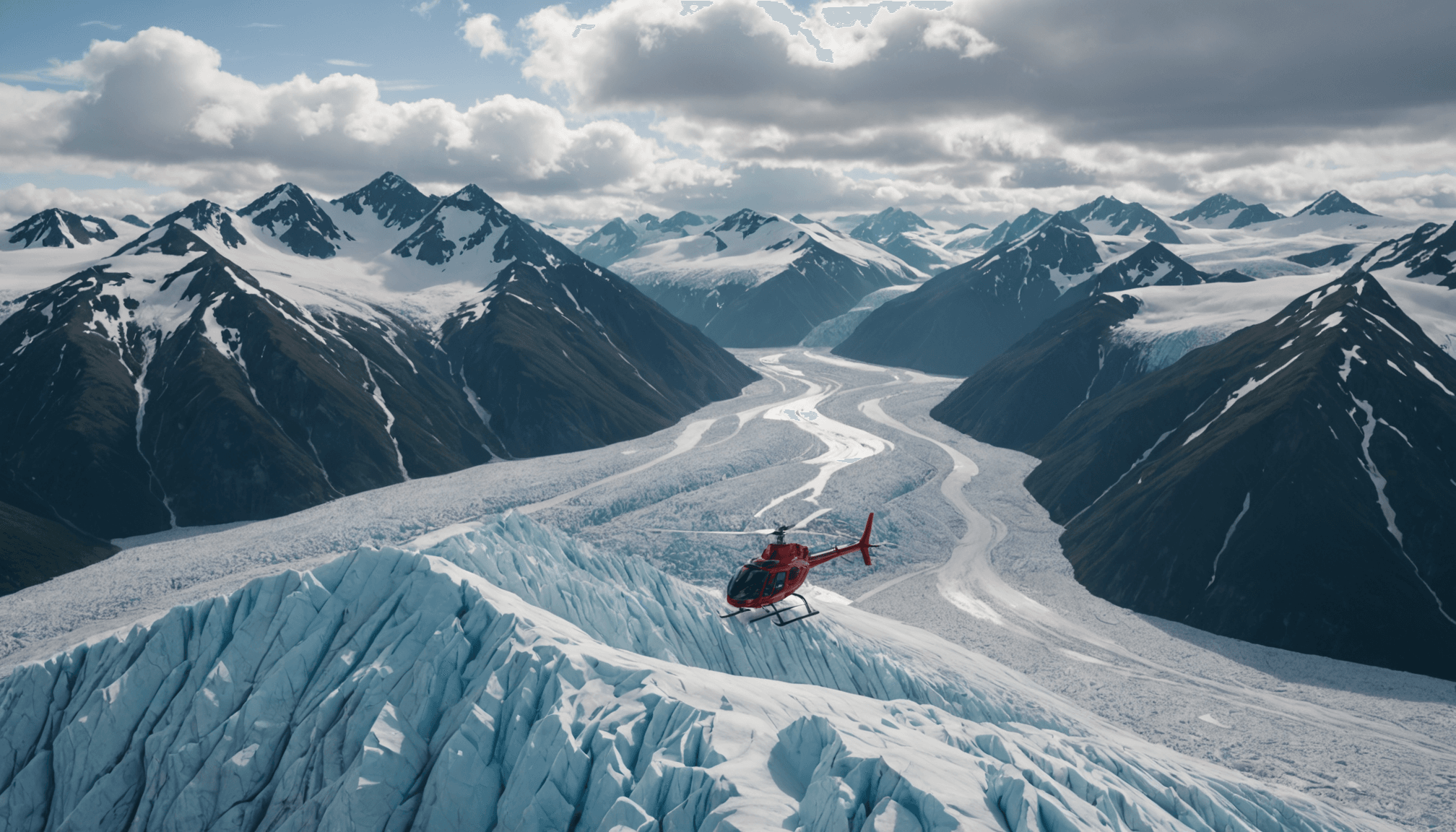 Helicopter over Knik Glacier