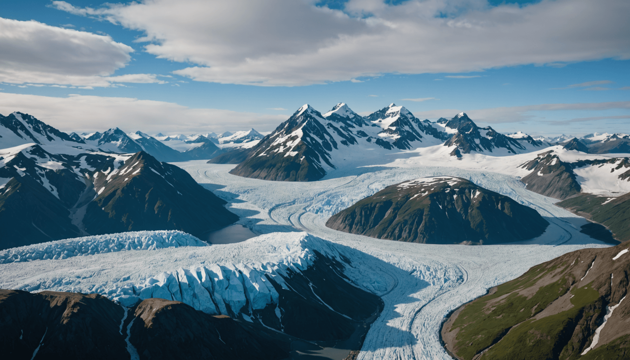 Helicopter view of Alaska’s glaciers and mountain ranges