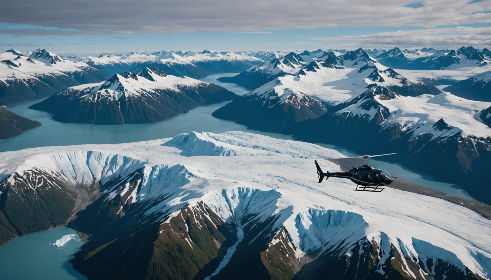 View from helicopter over Prince William Sound