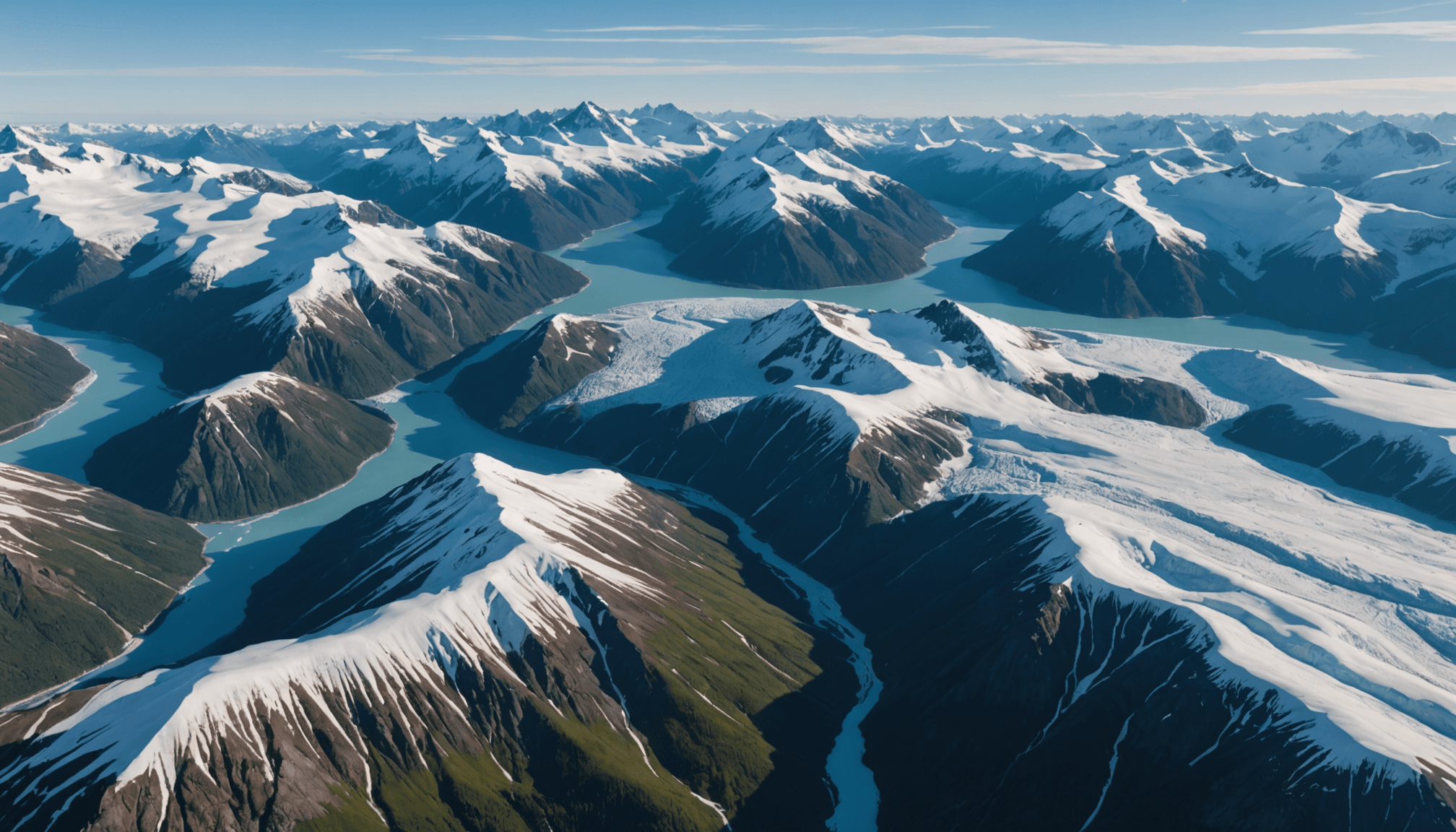 Aerial view of the Chugach Mountains in Alaska
