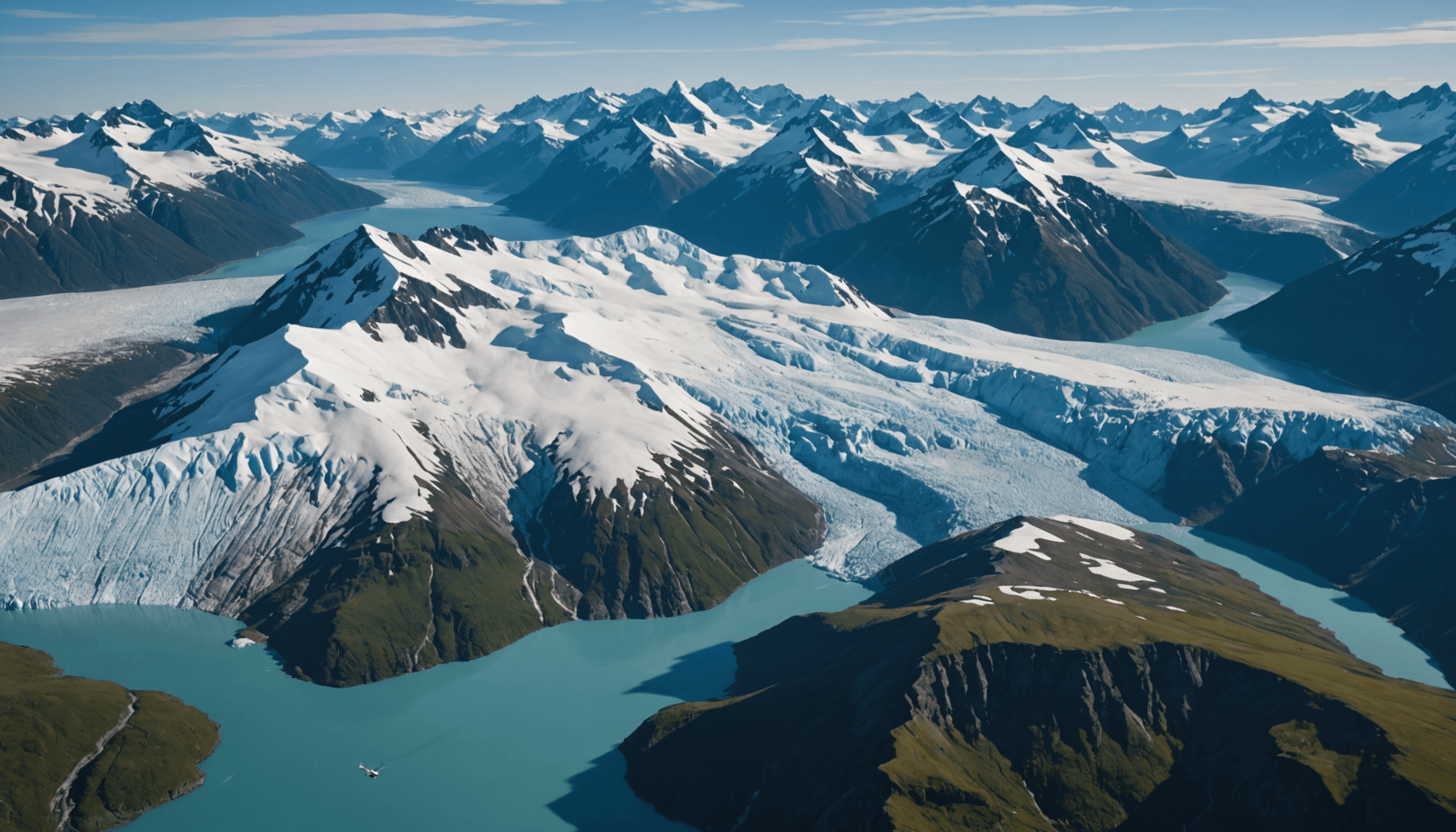 View from a helicopter of Prince William Sound