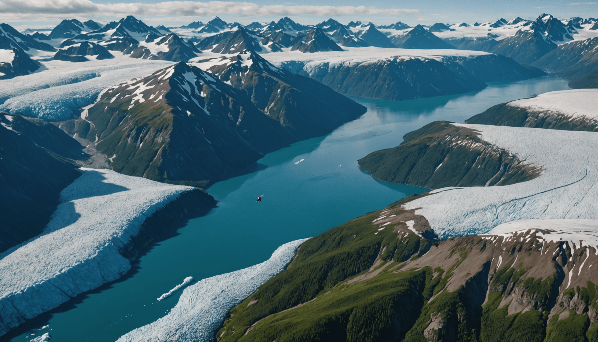 Scenic view of Prince William Sound from a helicopter