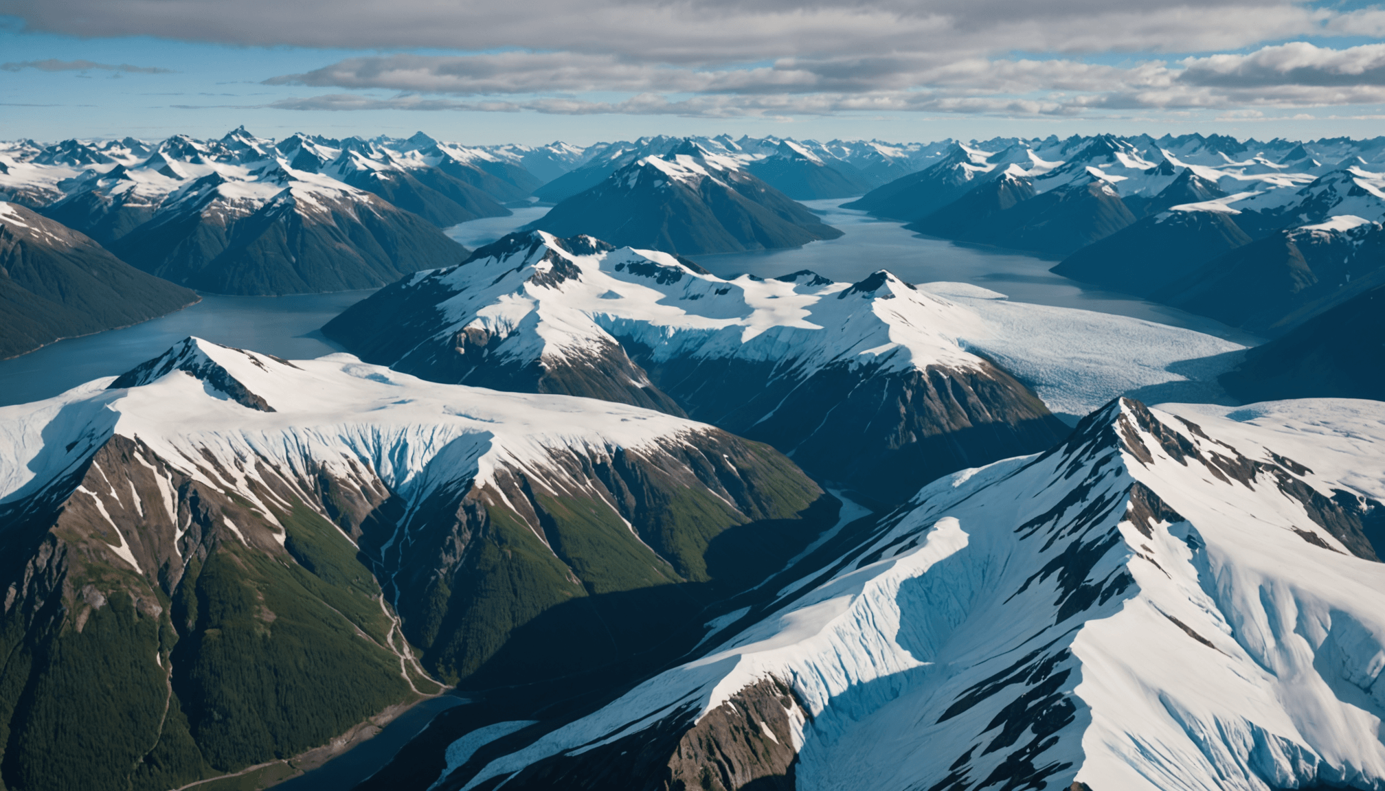 View from a helicopter of the Chugach Mountains