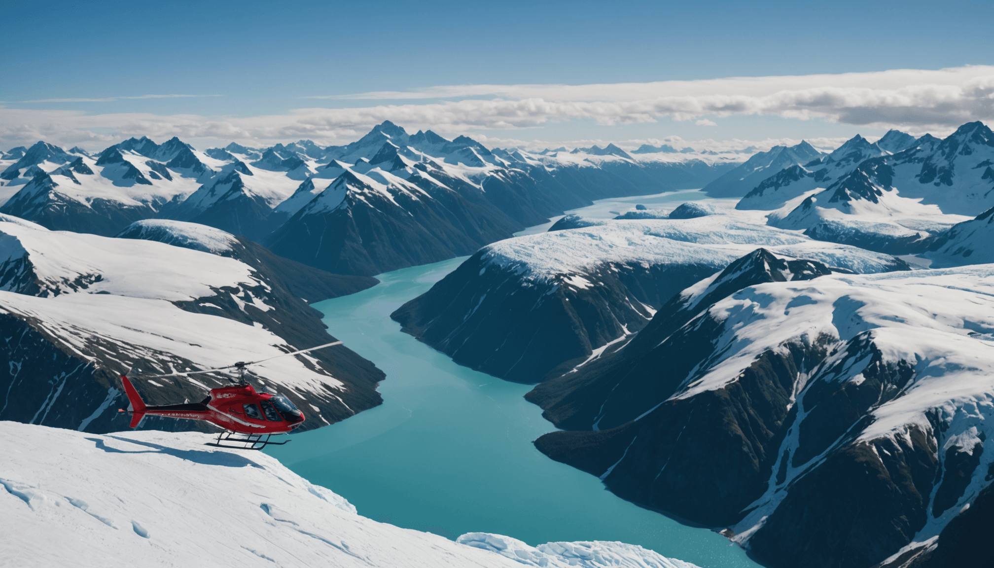 Couple Enjoying Helicopter Flight Over Alaska