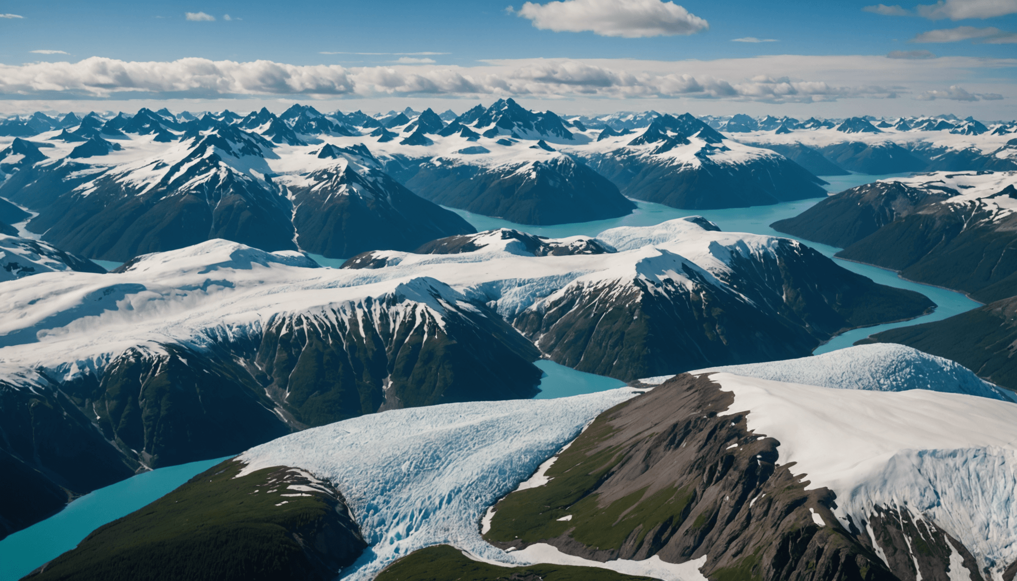 View from a helicopter over Chugach Mountains