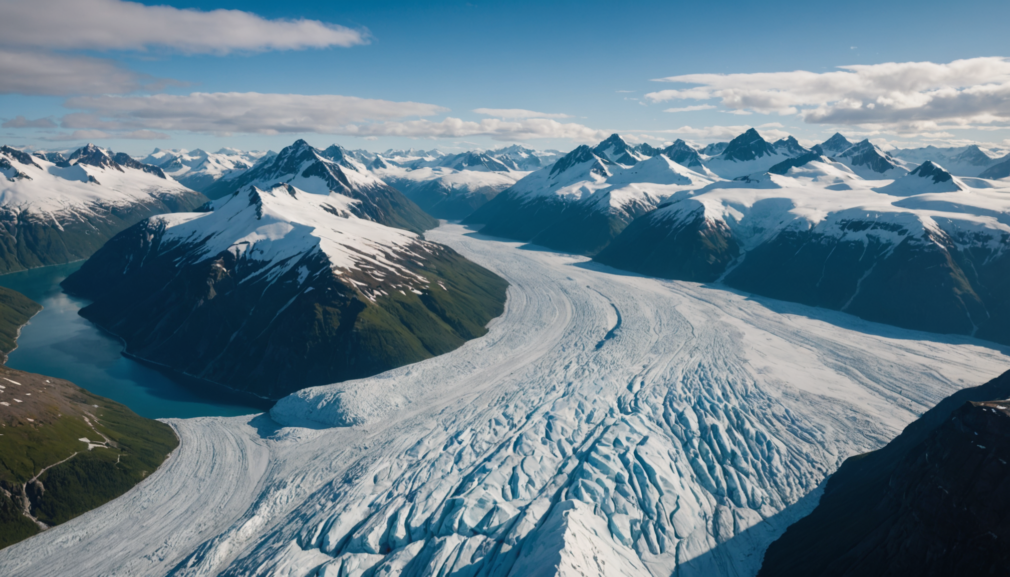 View from a helicopter of the Chugach Mountains