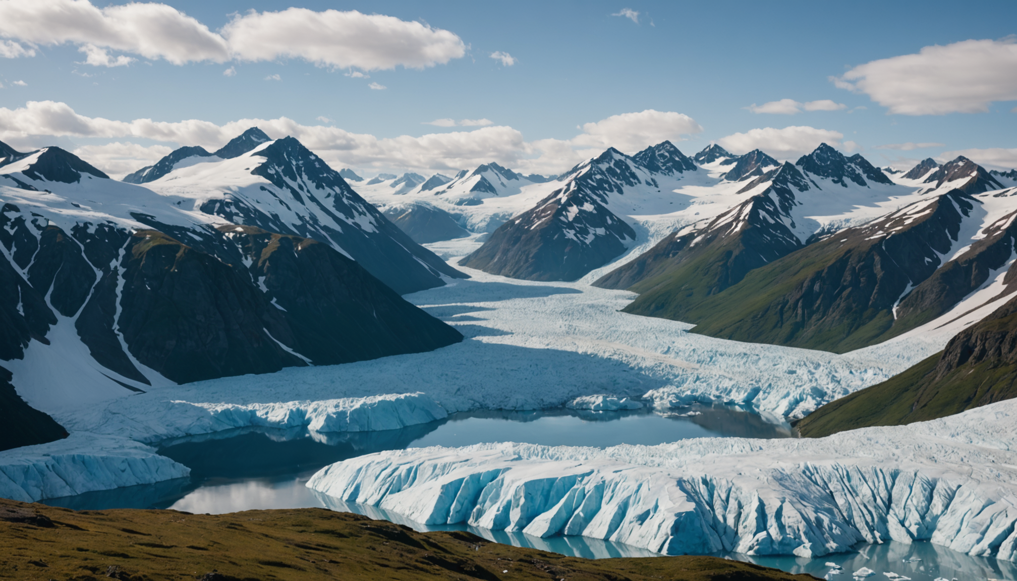 A breathtaking view of the Chugach Mountains from a helicopter