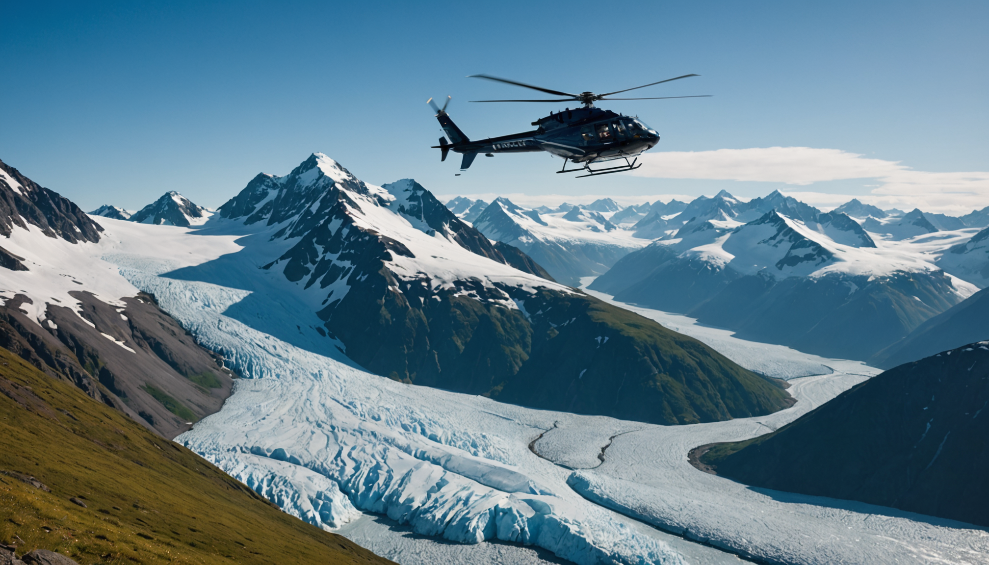 Helicopter over Prince William Sound