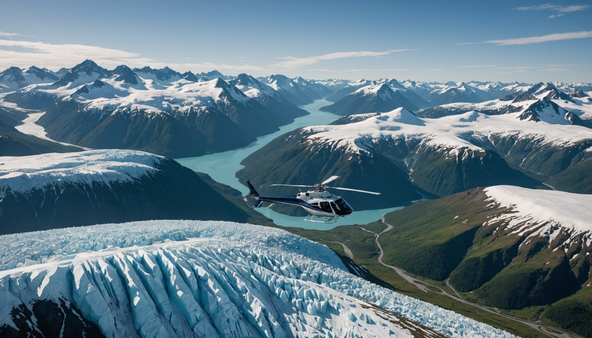 Helicopter view of the Chugach Mountains