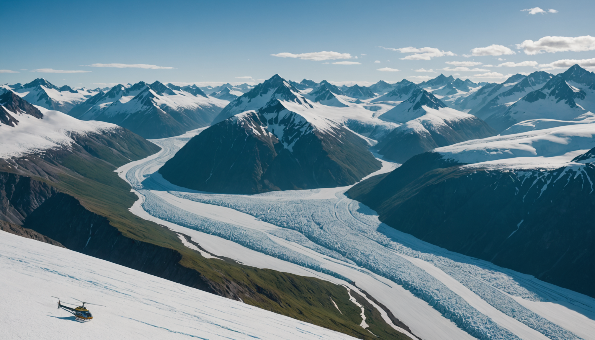 Helicopter Over Chugach Mountains